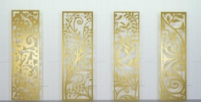 中式金色屏风模型效果图